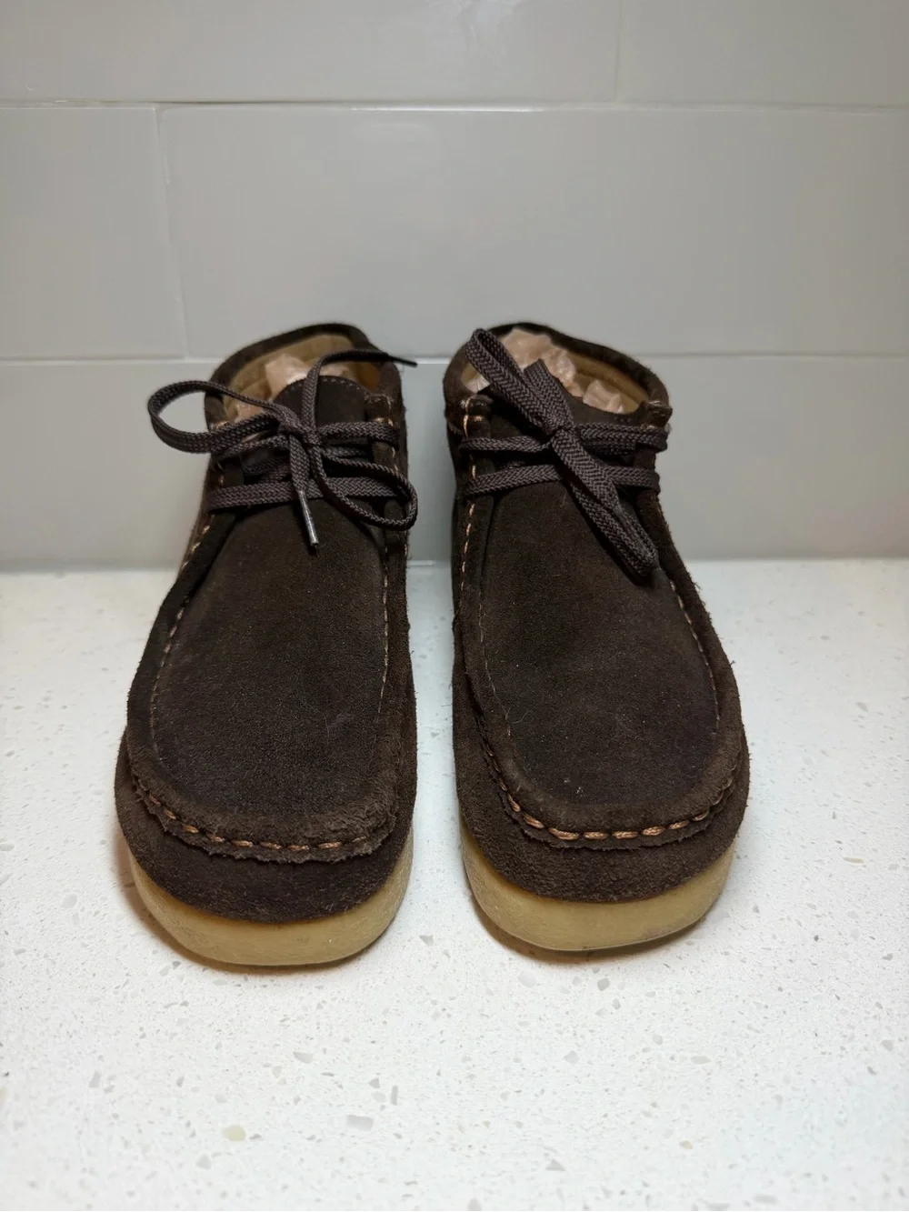 Clarks Men’s Chukka Boots Dark Brown Suede Stinson shoes hi ankle men’s size 8